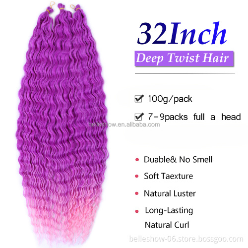 Hot sell Hair 30Inch 100G  synthetic deep wave twist hair extension wavy deep curly braids crochet hair deep twist
